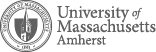 University of Massachusetts Amherst logo with gray text and a circular emblem featuring an open book, a staff, and a shield with a star.